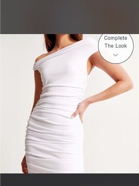 Abercrombie White One-Shoulder Ruched Bodycon Dress NWT